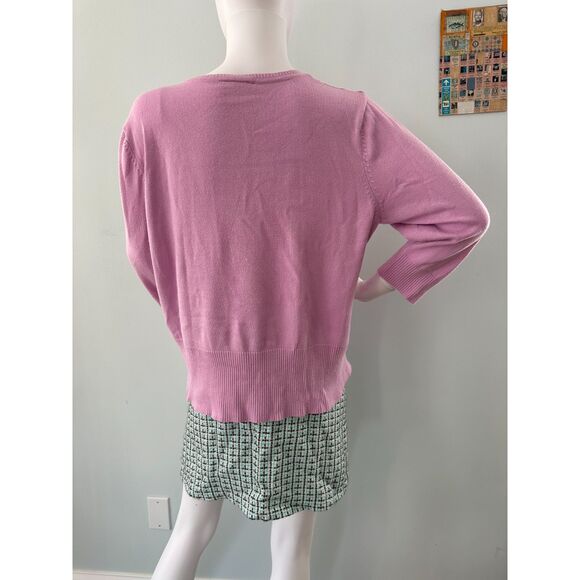 Grannycore Light Pink Lilac Cardigan Button Down Knit Sweater size Medium - Picture 3 of 6